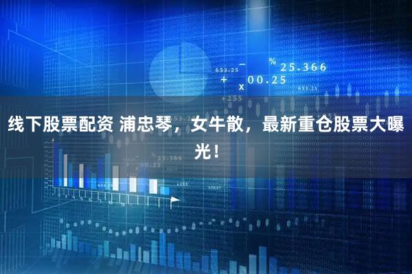 线下股票配资 浦忠琴，女牛散，最新重仓股票大曝光！